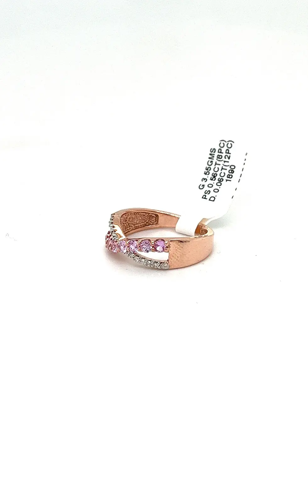 Thumbnail: 14k Criss Cross Ring / pink sapphire ring / diamond ring / 14k rose gold jewelry