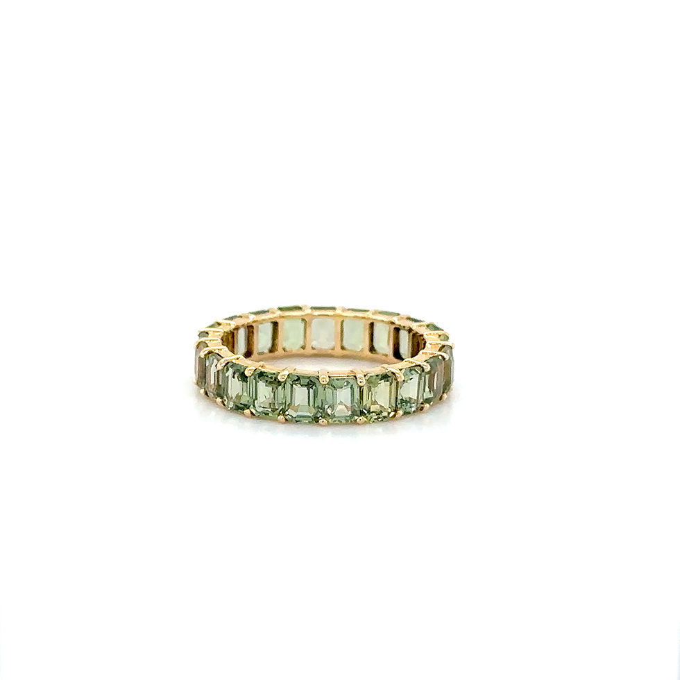 Thumbnail: 14K Yellow Gold Green Sapphire Ring/Statement Design / Emerald-Cut Sophisticatio