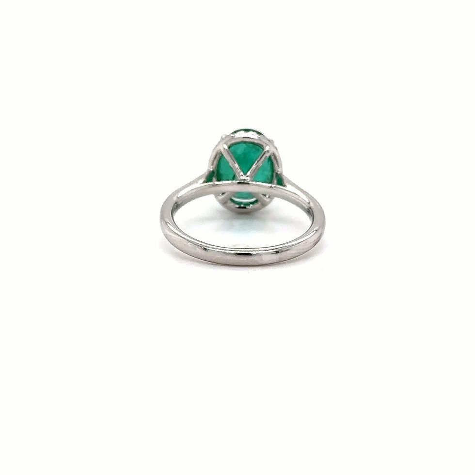 Thumbnail: 14k White Gold Oval Emerald / Diamond Art Deco Halo Ring For Her
