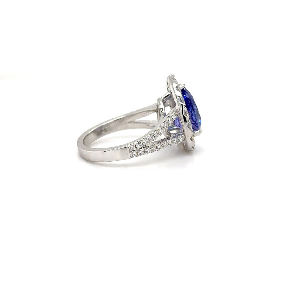 Thumbnail: 18k White Gold / Pear Shape Tanzanite / Diamond Statement Halo Ring / For Her