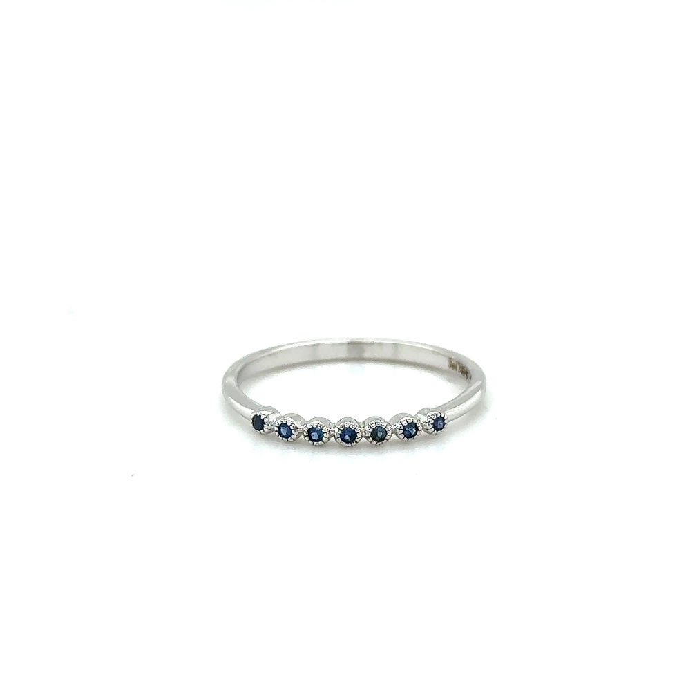 Thumbnail: 14k Studded Sapphire Ring / 14k white gold rings / unisex rings