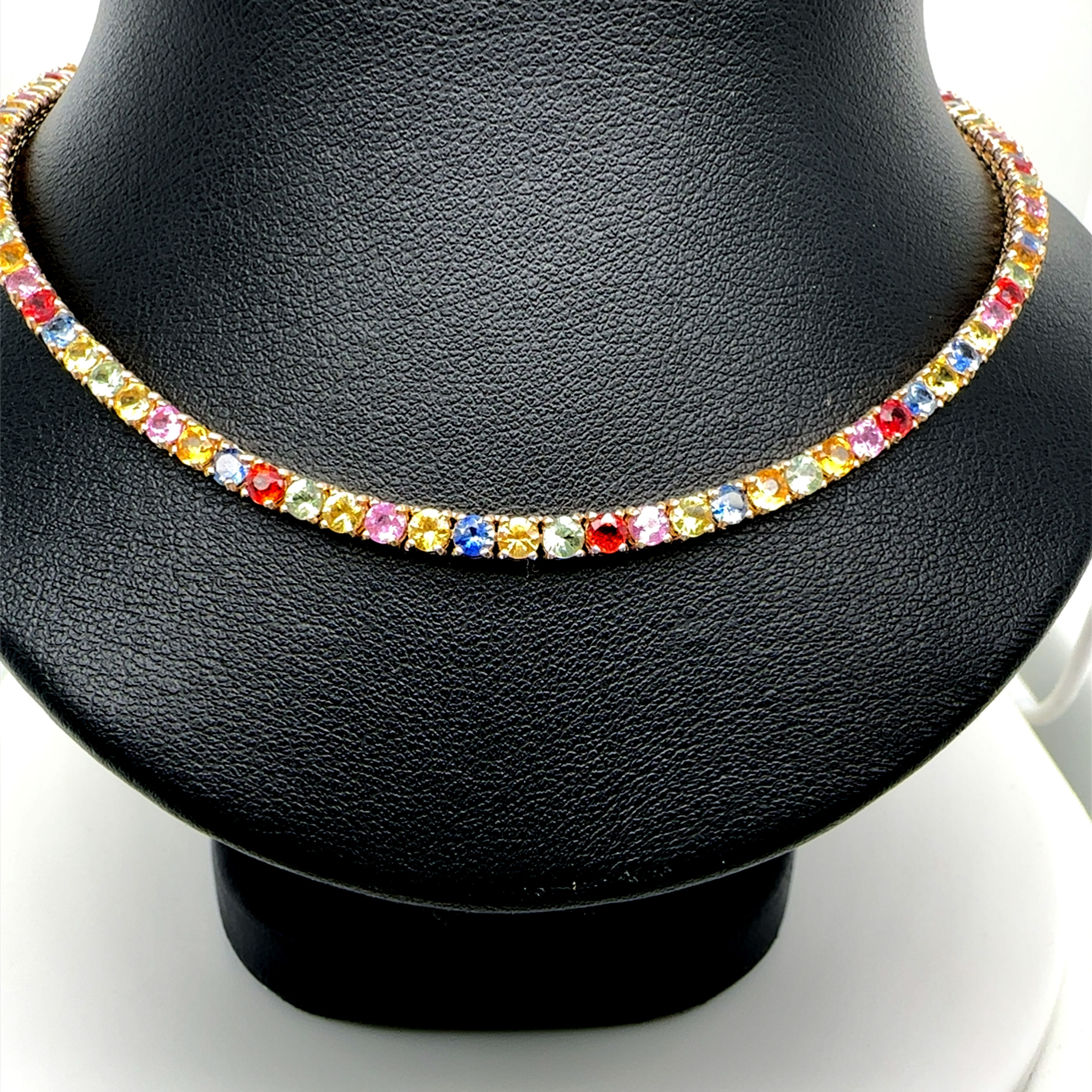 14K Yellow Gold Fancy Sapphire Necklace/Gift for Her