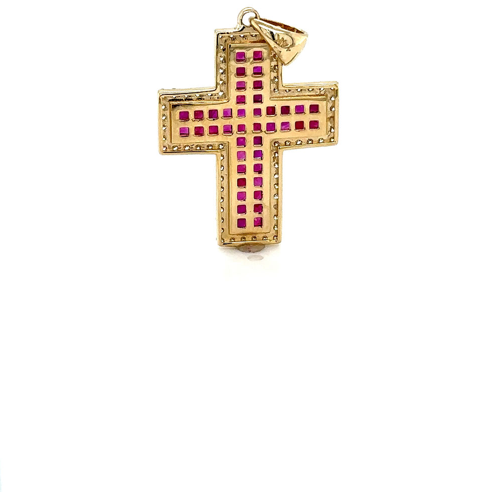 Thumbnail: 14K Yellow Gold Ruby & Diamond Cross Pendant/Fine Jewelry