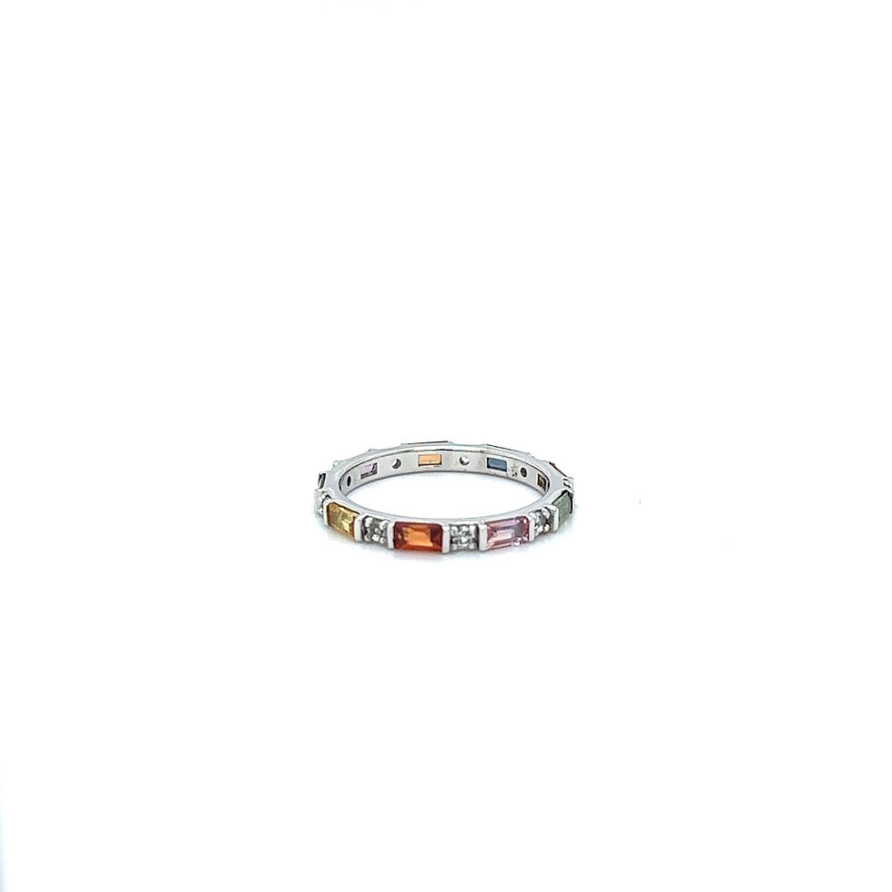 Thumbnail: 14k Multicolor Baguette Eternity Band / fancy sapphire ring