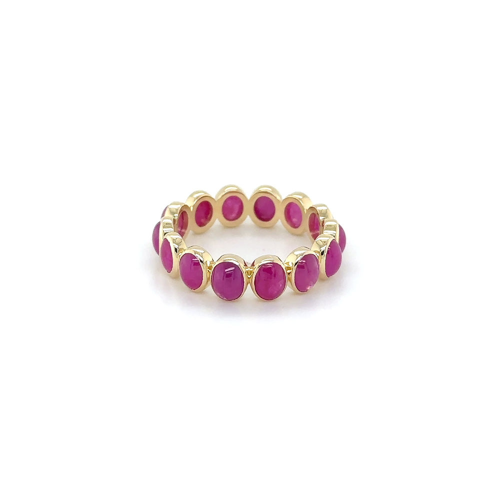Thumbnail: 14k Yellow Gold Ruby Sparkling Band Ring – A Chic Pop of Color