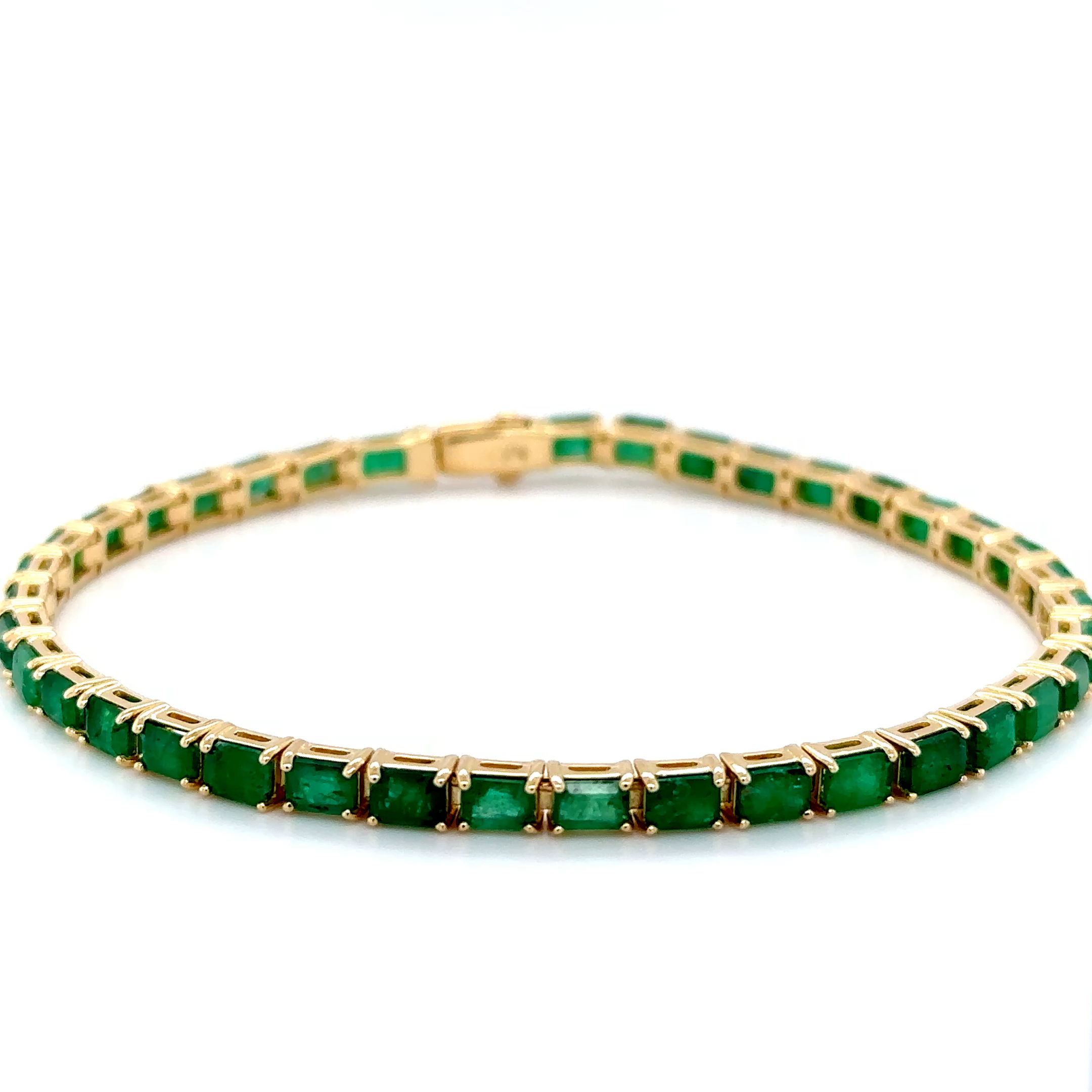 14k Yellow Gold Emerald Cut Emerald Bracelet/Statement Piece/For Her