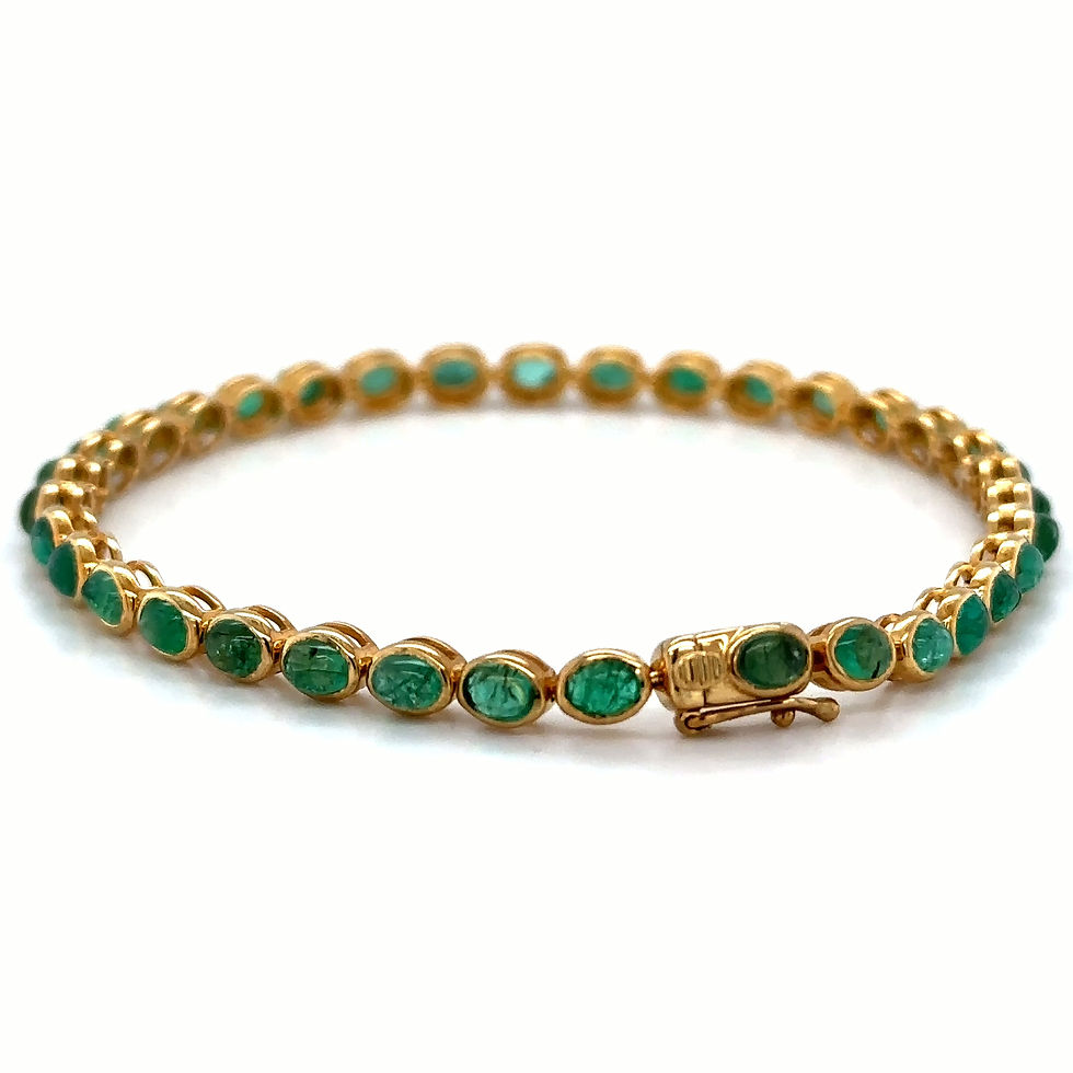 Thumbnail: Stunning 6.84ctw Oval Emerald Line Bracelet / Solid 14K Yellow Gold / 35-Stones