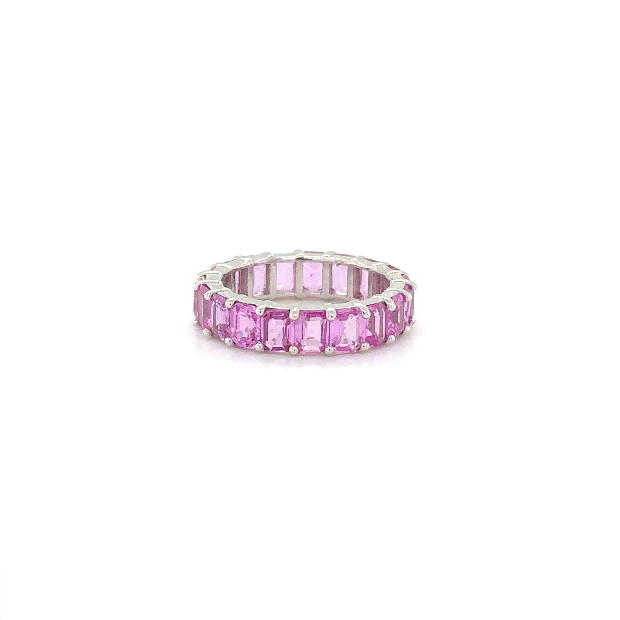 14k White Gold Pink Sapphire Ring / Emerald Cut/ Gift For Her