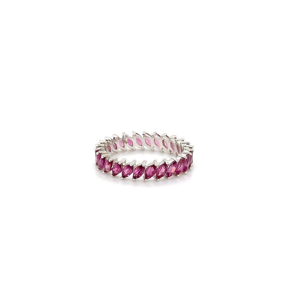 Thumbnail: 14k White Gold Rhodonite Marquise Band Ring – Bold & Feminine Statement for Her