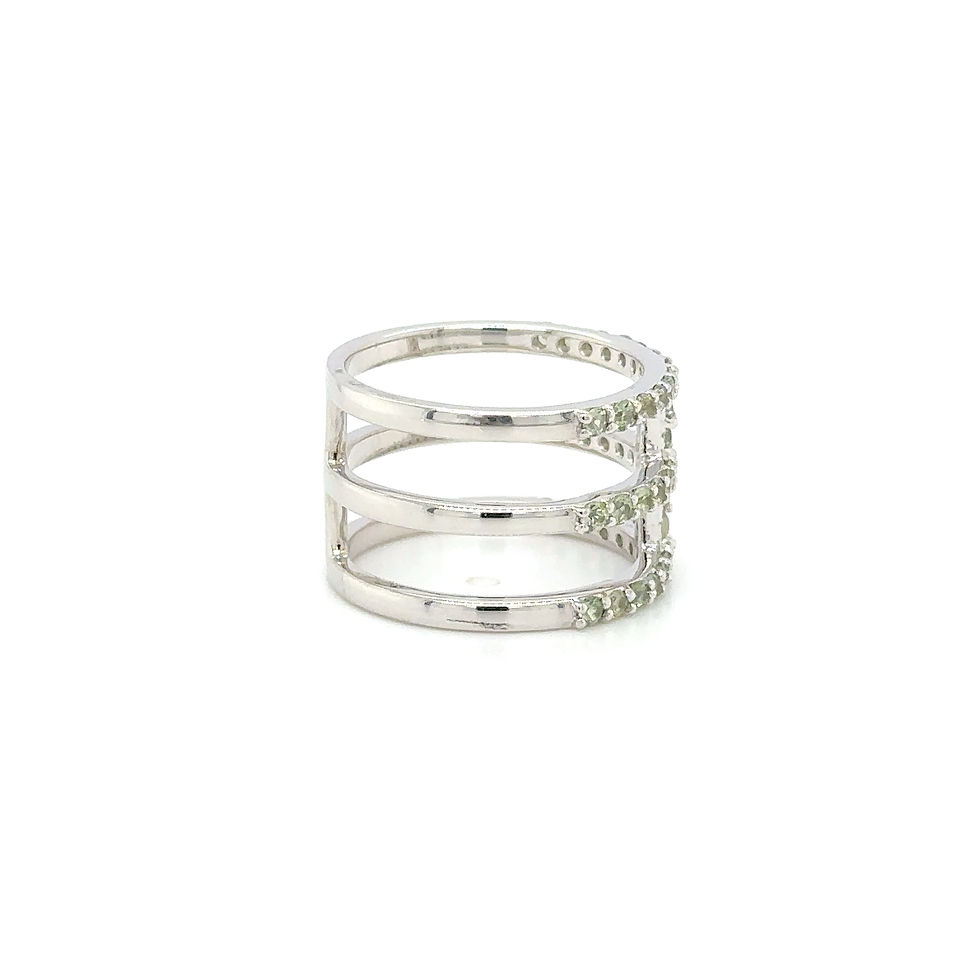 Thumbnail: 14k Green Sapphire Multilayered Ring / 14k white gold stackable ring / stackable