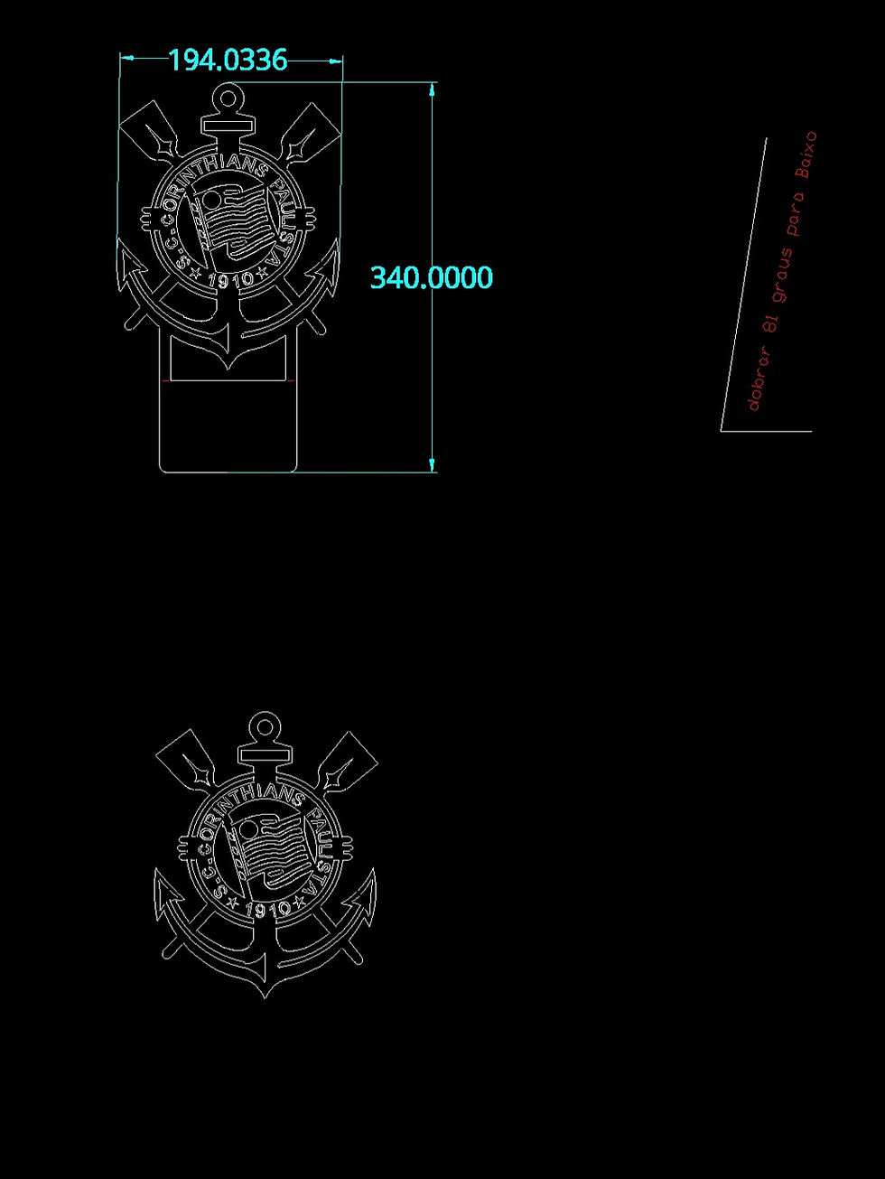 Miniatura: Vetor DXF, escudo do time Corinthians 007