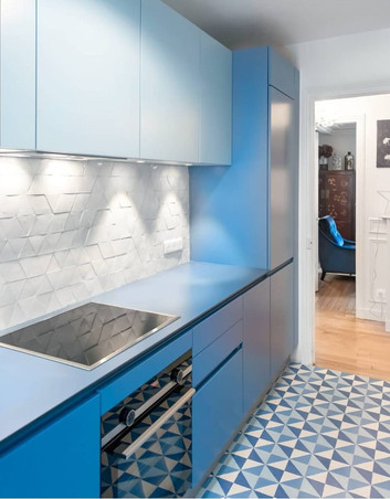 Cuisine bleu carreaux de ciment un archi