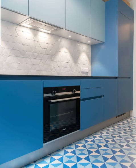 Cuisine bleu carreaux de ciment un archi