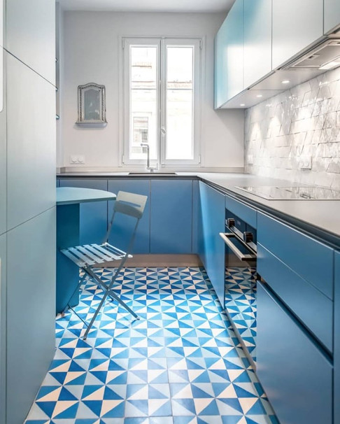 Cuisine bleu carreaux de ciment un archi