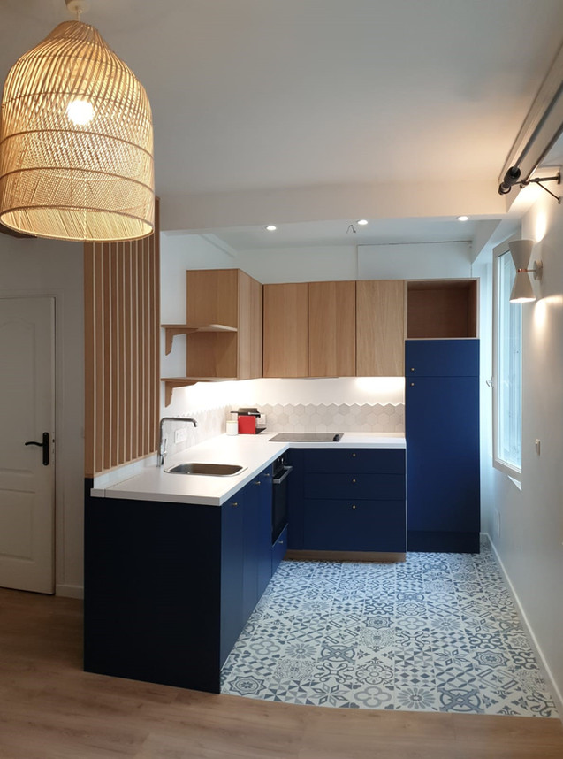 Cuisine ouverte avec claustra bois un ar