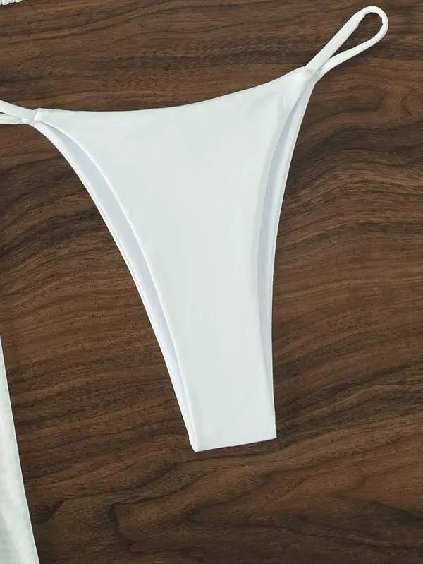 Miniature : Ensemble de bikinis : Soutien-gorge triangle, string, Robe Couvrante avec anneau