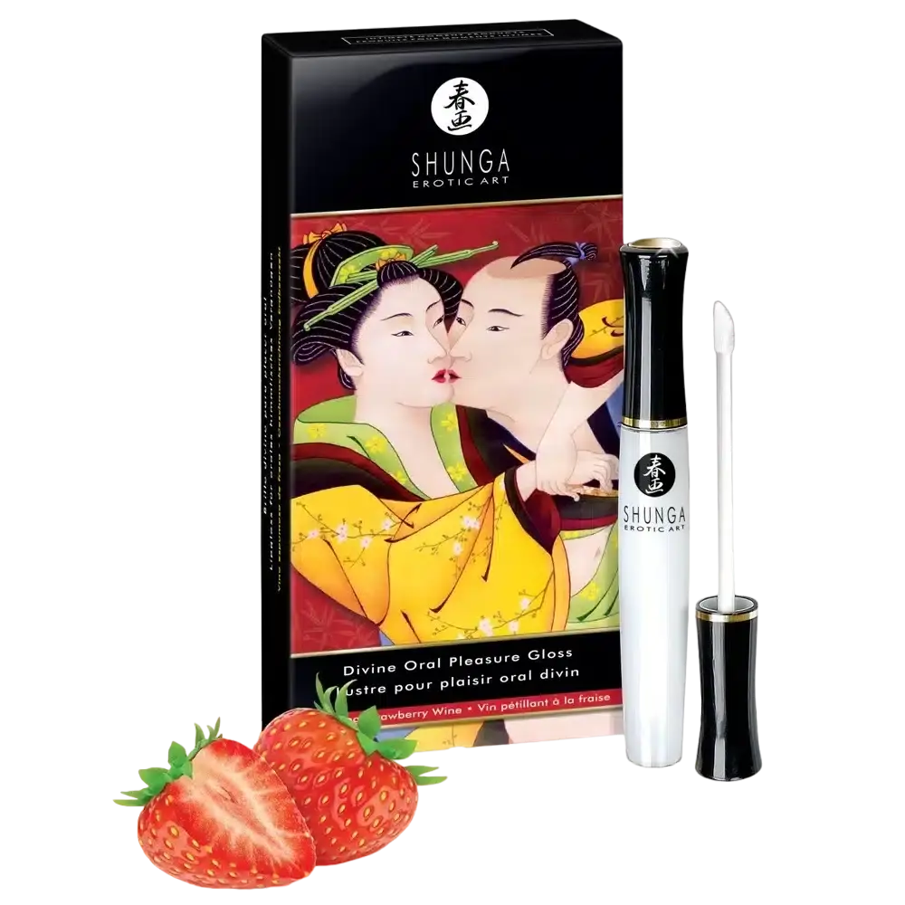 Shunga Gloss Plaisir Oral Divin Fraise Effet Chaud Froid 10 ml
