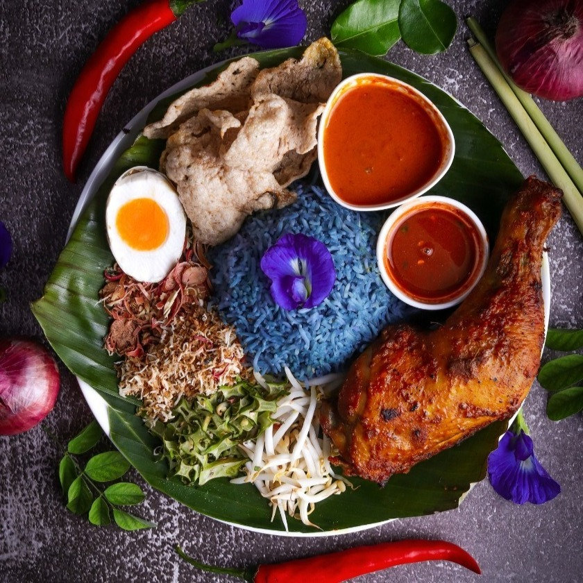 Nasi Kerabu - blue coloured rice