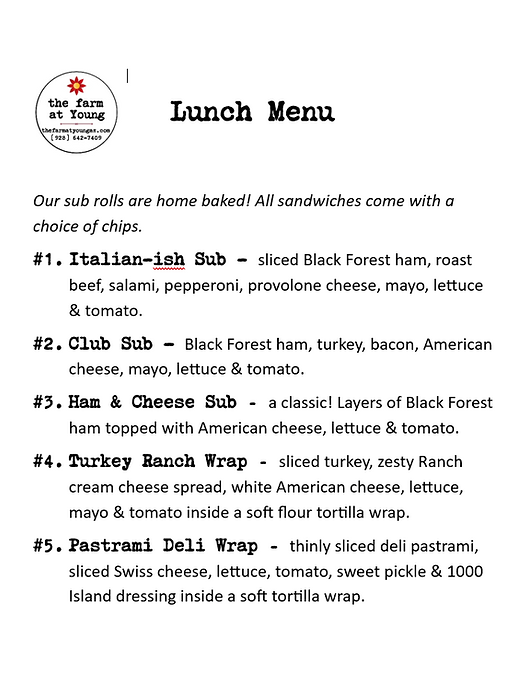Lunch menu