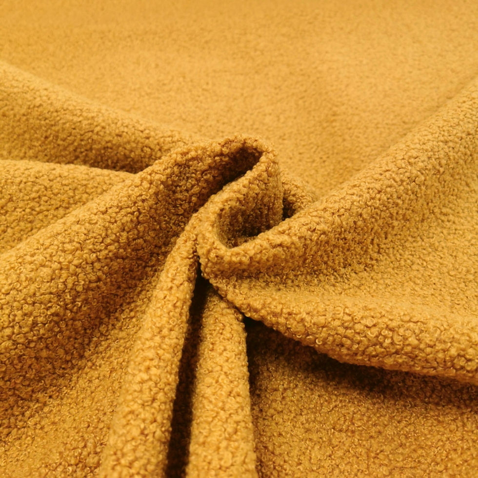 Boucle teddy upholstery fabric in saffron colour