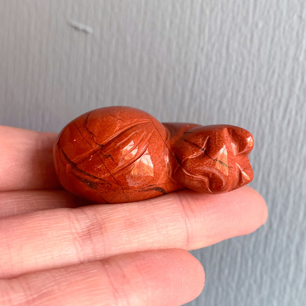 Hand-Carved Red Jasper Sleeping Cat
