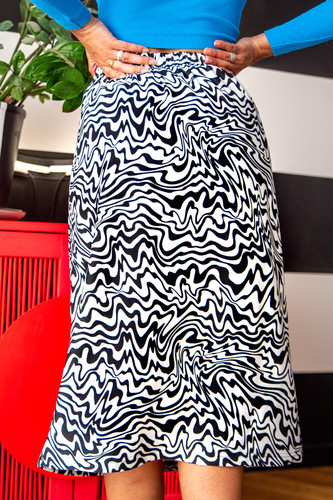 TRIPPY ZEBRA MIDI SKIRT Tara Khorzad