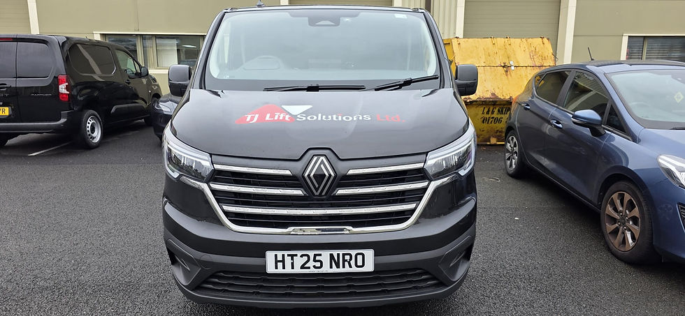 black van with sign writing
