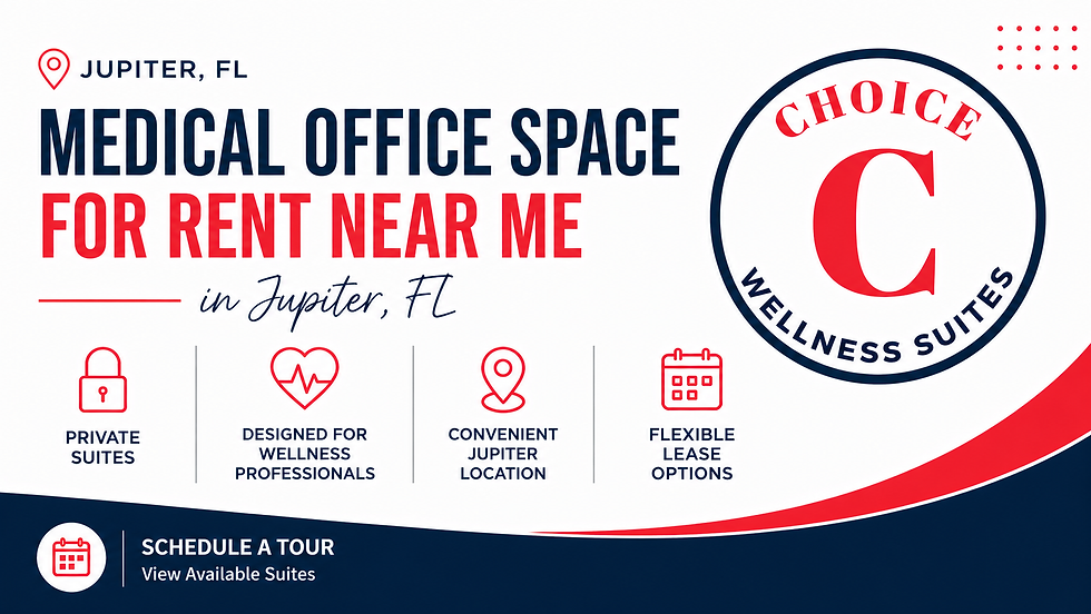 Private medical office space in Jupiter FL designed for wellness professionals with modern suites