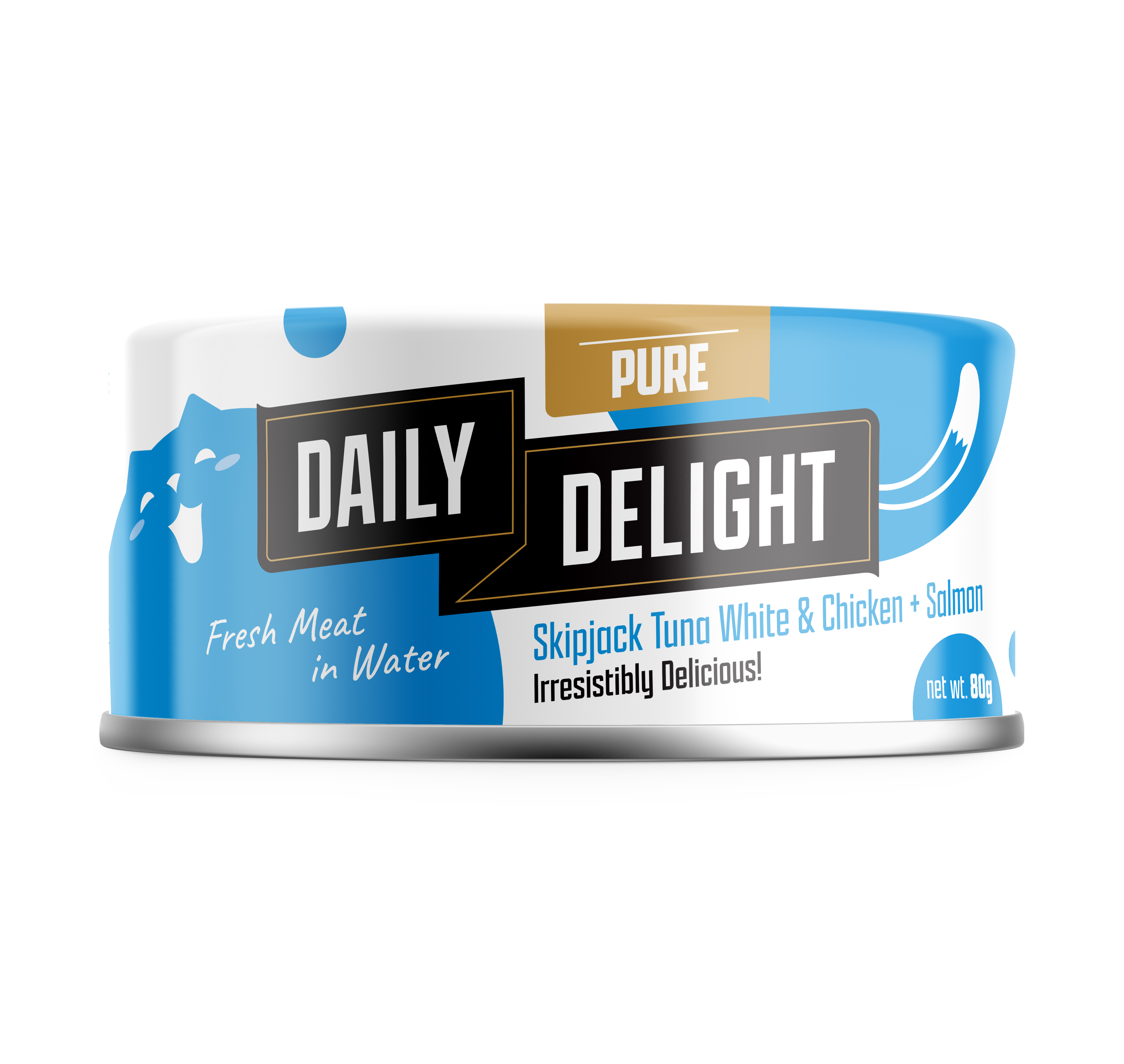 DD43 Daily Delight pure 三文魚+白鰹吞拿魚+雞肉80g*24罐 1箱