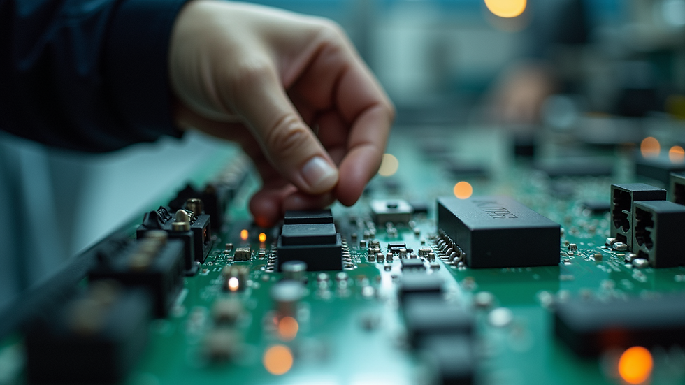 Eye-level view of a technician repairing a kombi control card