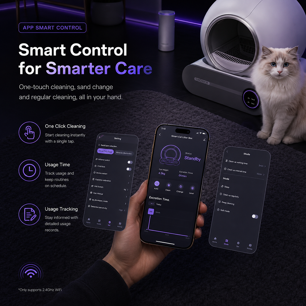 Thumbnail: HachiClean Self-Cleaning Cat Litter Box – 65L Smart Pet Care