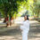 Thumbnail: White fishtail gown with long sleeves