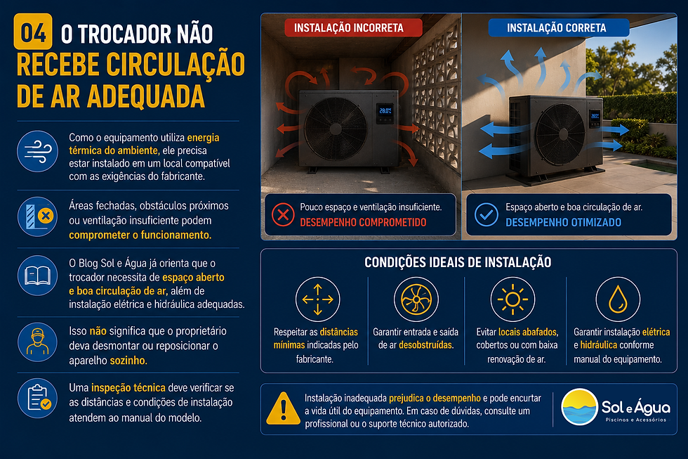 O trocador não recebe circulação de ar adequada