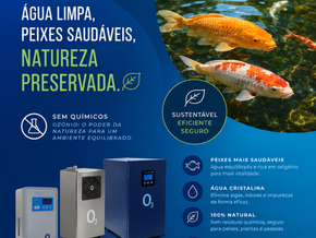 Sistema de ozônio para lago ornamental com água cristalina e peixes