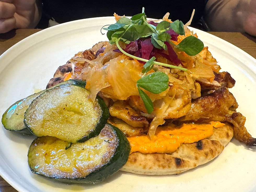 Marinated chicken flatbread at Jo & Co in Hove