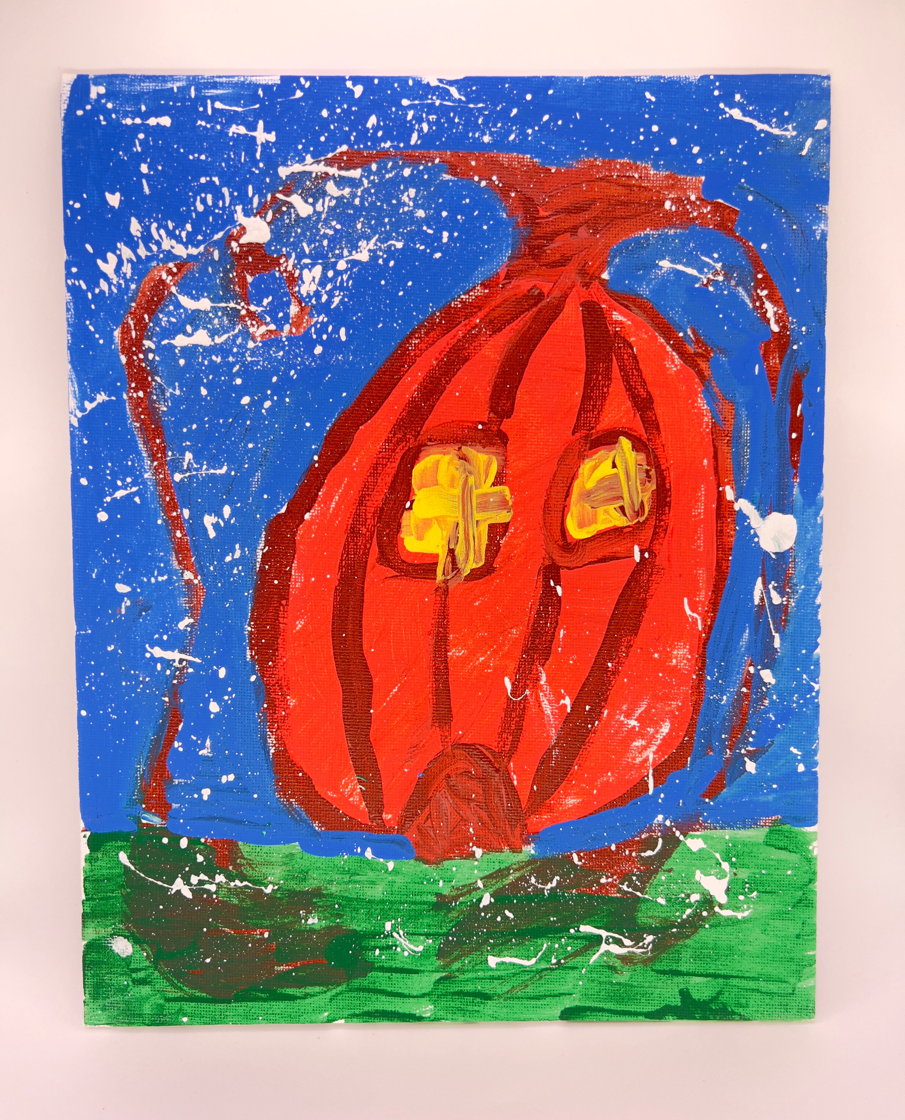 Pumpkin house in the snow