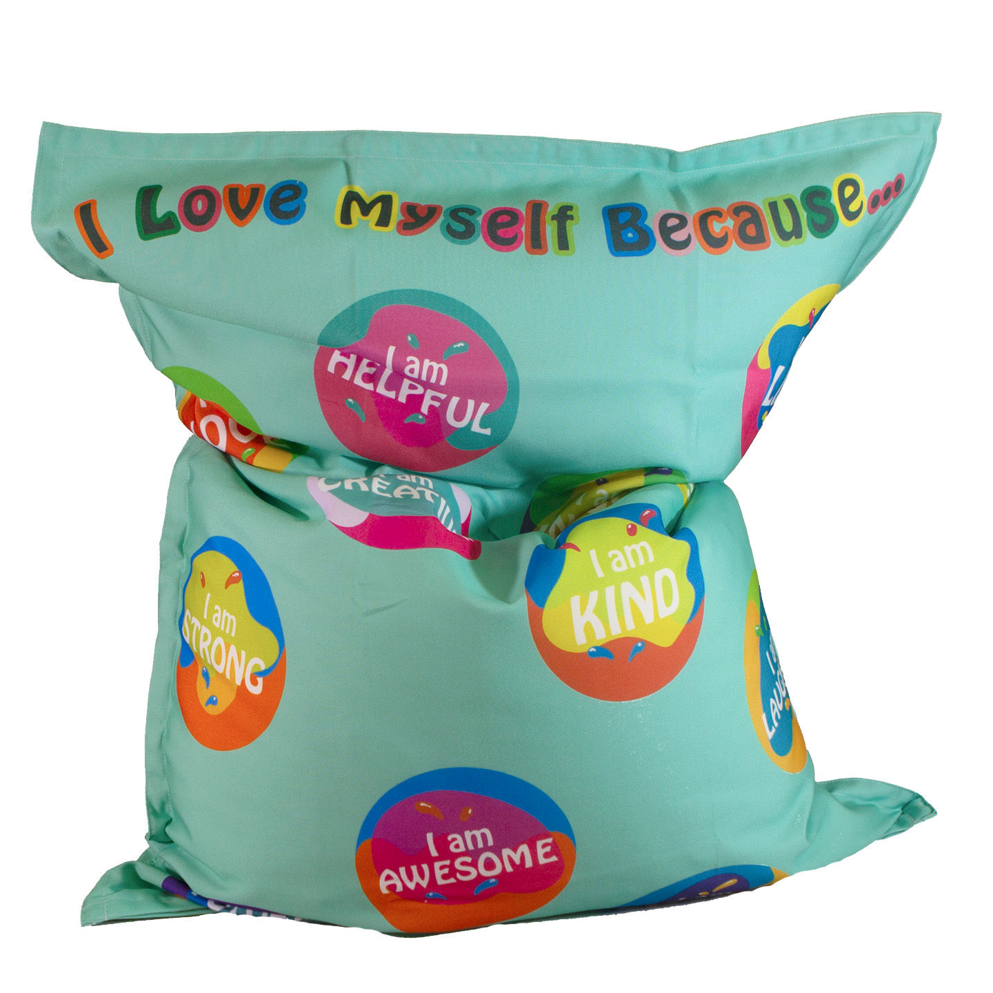 KristiKollectionsLLC Inspirational Bean Bag Cover & Liner: Multi-Colored Letters