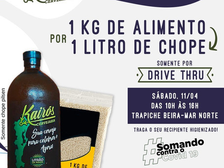 1 Litro de chope pilsen Kairos por 1 quilo de alimento!