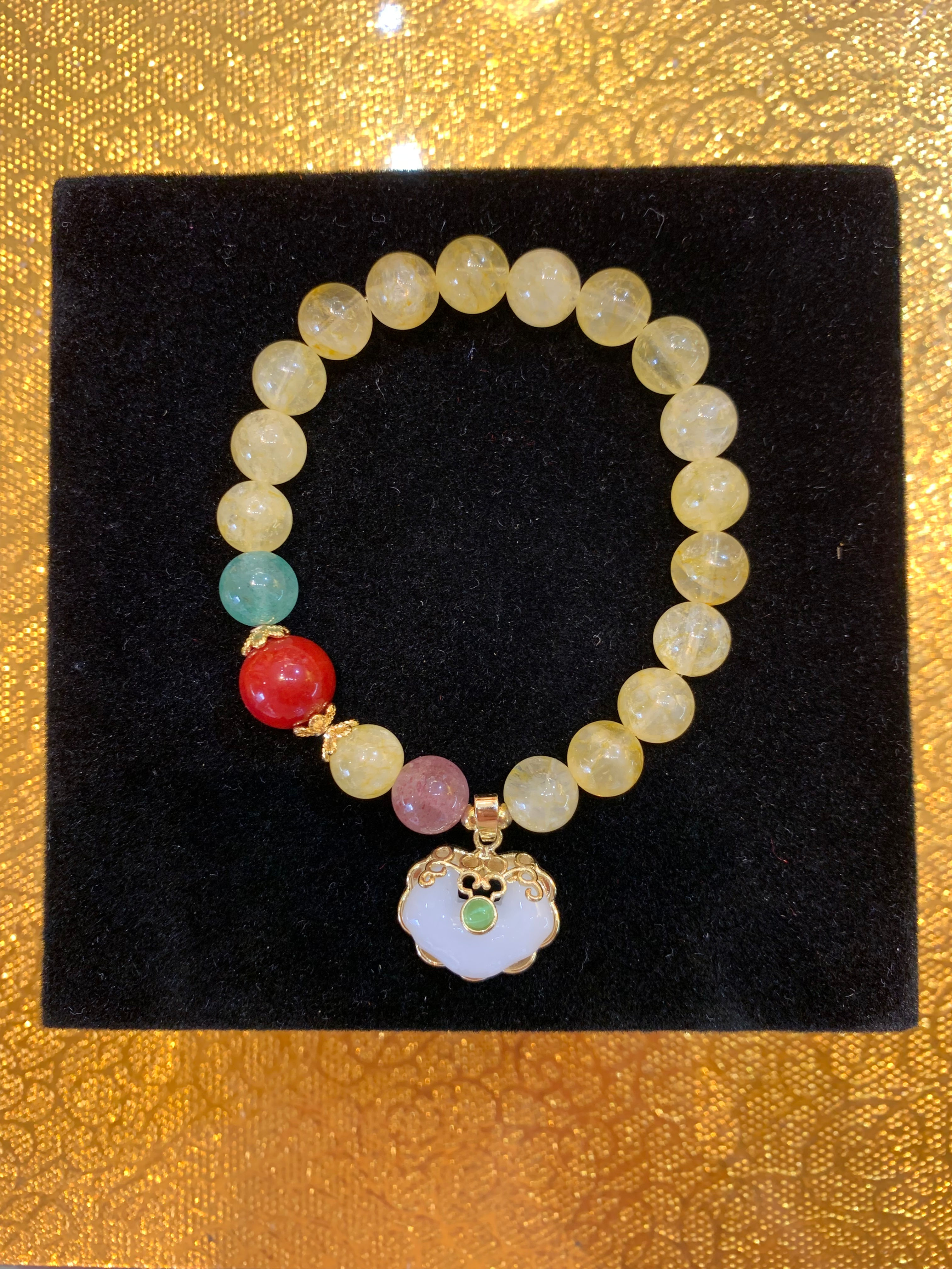 Fortune Lock Rutilated Quartz Wealth Bracelet 财锁金发晶 旺财手链