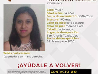 SOLICITAMOS SU COLABORACIÓN PARA LOCALIZAR A LA MENOR LIZANIA YURIDIA AVENDAÑO VILLEGAS