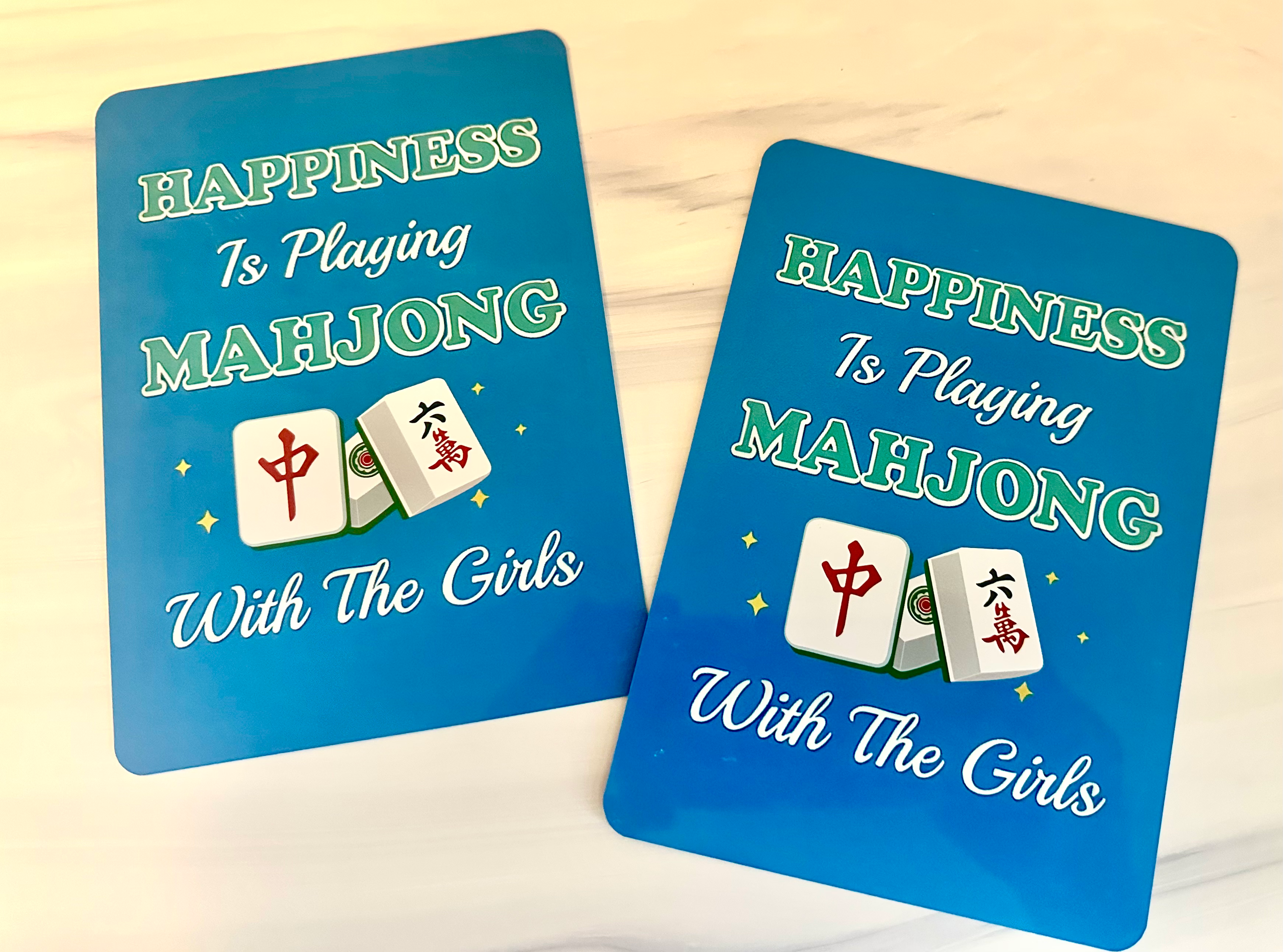 Blue Mahjong Tile Shuffler, set of 2