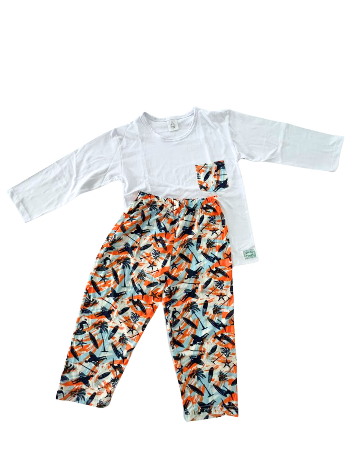 Pijama Longo Surf Laranja