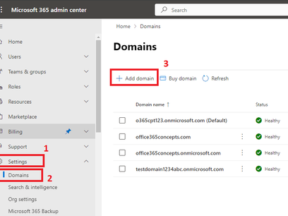 Add domain to Office 365