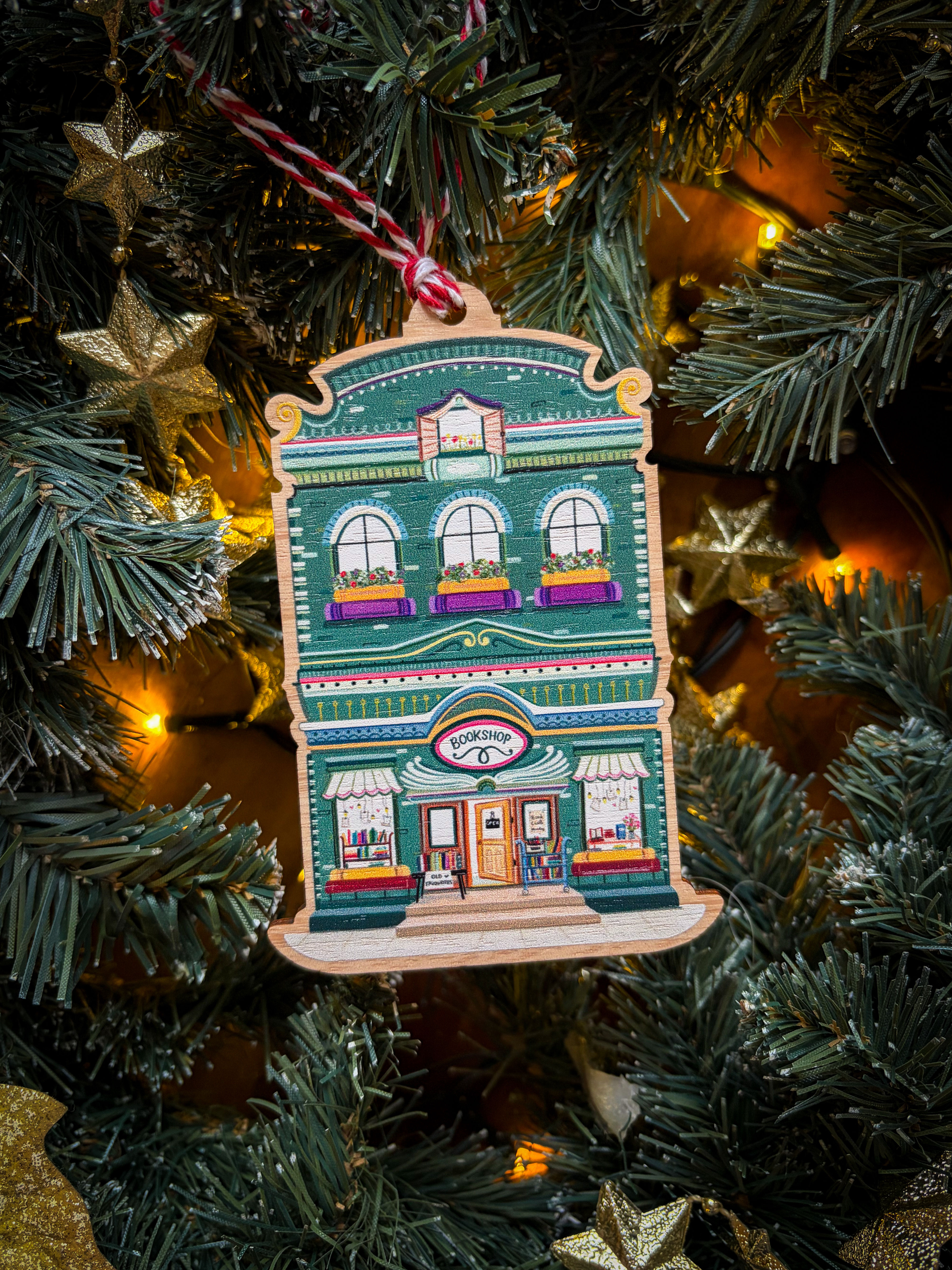 Bookshop Wooden Hanging Ornament