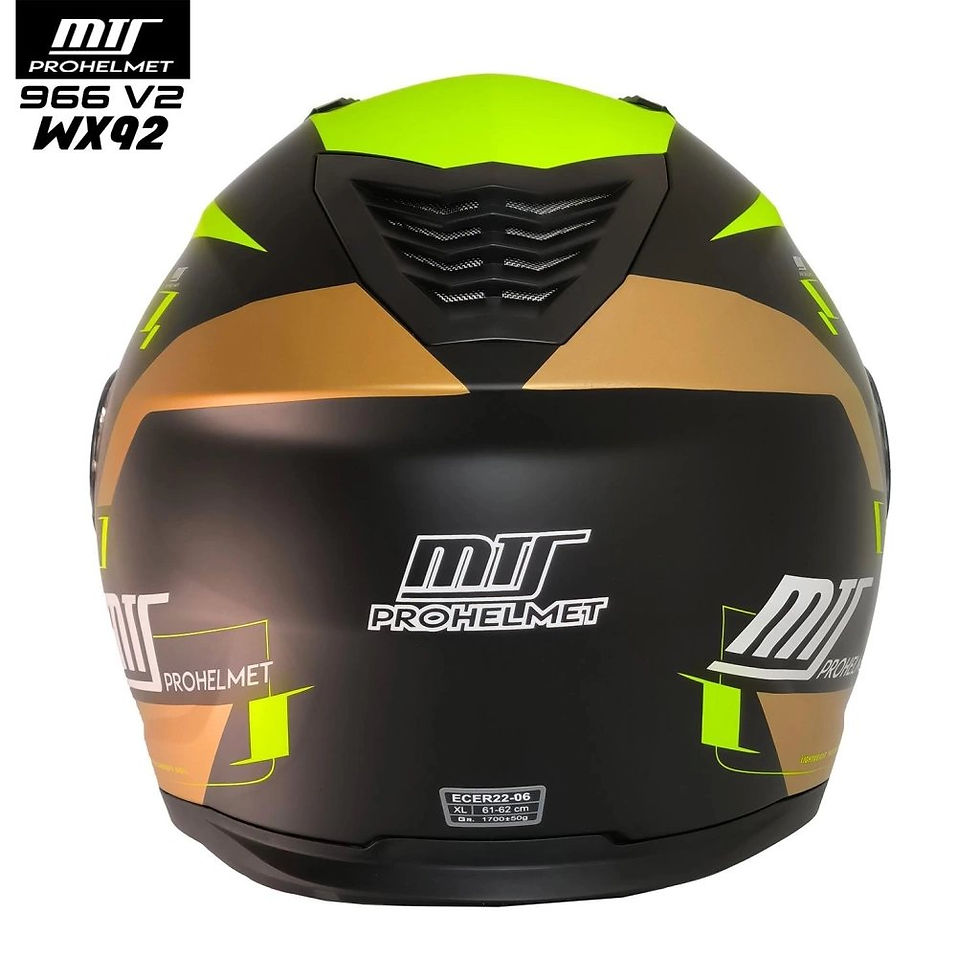 Küçük resim: MTS 966 WX92 Çene Açılır Mat Siyah-Neon-Gold Kask