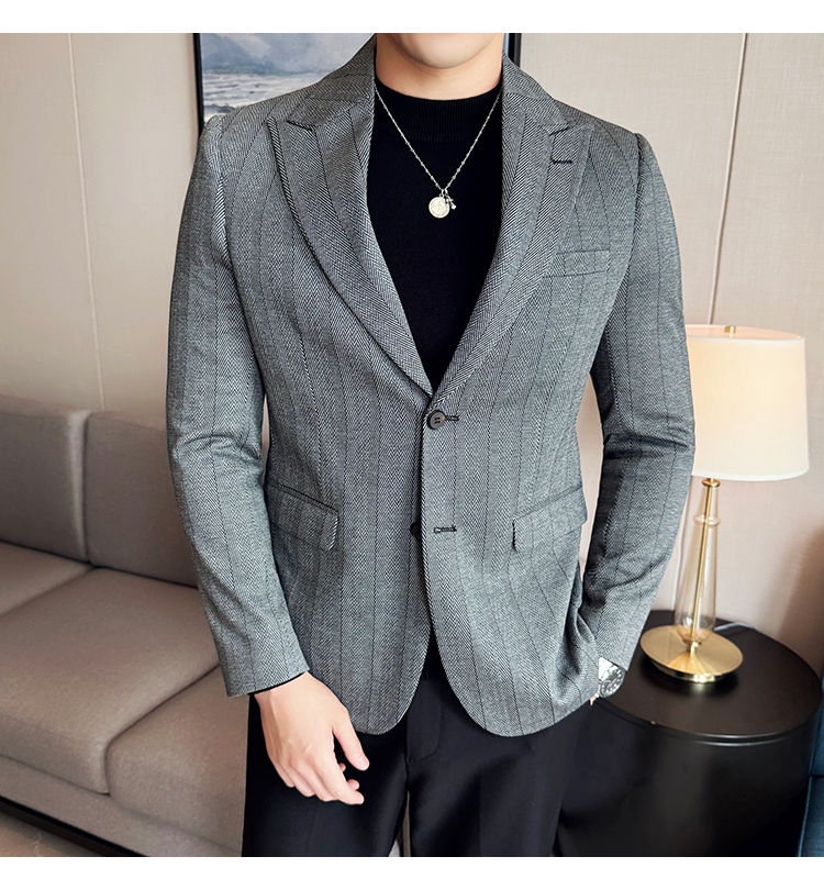 Miniatura: Jaqueta estilo britânico slim fit listrado