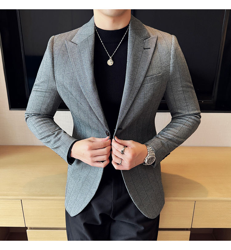 Miniatura: Jaqueta estilo britânico slim fit listrado