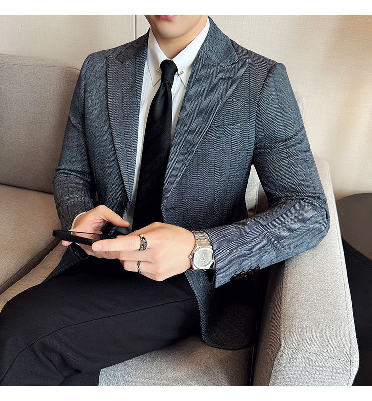 Miniatura: Jaqueta estilo britânico slim fit listrado
