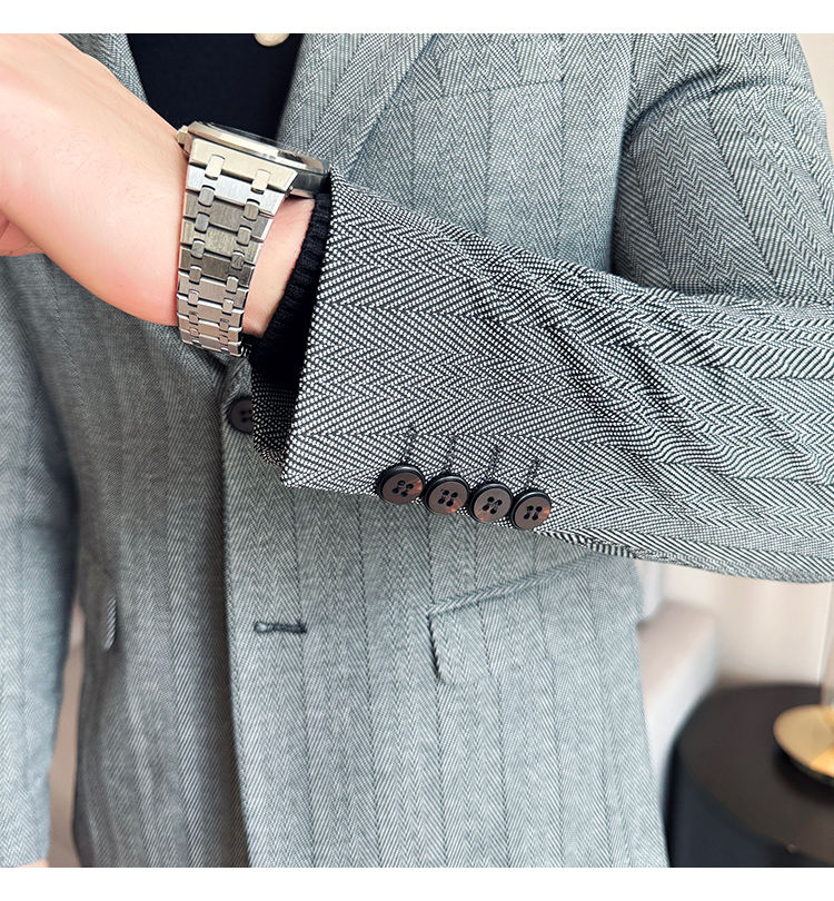 Miniatura: Jaqueta estilo britânico slim fit listrado