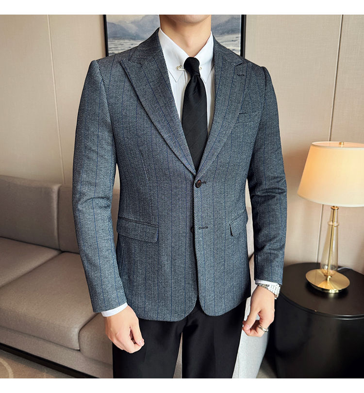 Miniatura: Jaqueta estilo britânico slim fit listrado